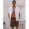 image:imageCOOFANDY Mens Linen Shorts Casual Elastic Waist Drawstring Short Summer Beach Vacation ShortsBrown