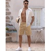 image:imageCOOFANDY Mens Linen Shorts Casual Elastic Waist Drawstring Short Summer Beach Vacation ShortsDark Khaki