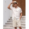 image:imageCOOFANDY Mens Linen Shorts Casual Elastic Waist Drawstring Short Summer Beach Vacation ShortsLinen KhakiDark Khaki