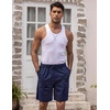 image:imageCOOFANDY Mens Linen Shorts Casual Elastic Waist Drawstring Short Summer Beach Vacation ShortsLinen KhakiNavy Blue