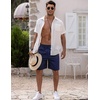 image:imageCOOFANDY Mens Linen Shorts Casual Elastic Waist Drawstring Short Summer Beach Vacation ShortsLinen KhakiNavy Blue