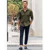 image:imageCOOFANDY Mens Long Sleeve Dress Shirt Plaid Collar Casual Button Down ShirtsArmy Green