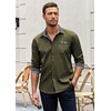 image:imageCOOFANDY Mens Long Sleeve Dress Shirt Plaid Collar Casual Button Down ShirtsArmy Green