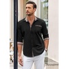 image:imageCOOFANDY Mens Long Sleeve Dress Shirt Plaid Collar Casual Button Down ShirtsBlack