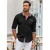 image:imageCOOFANDY Mens Long Sleeve Dress Shirt Plaid Collar Casual Button Down ShirtsBlack
