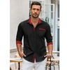 image:imageCOOFANDY Mens Long Sleeve Dress Shirt Plaid Collar Casual Button Down ShirtsBlackRed