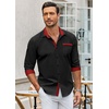 image:imageCOOFANDY Mens Long Sleeve Dress Shirt Plaid Collar Casual Button Down ShirtsBlackRed