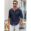 image:imageCOOFANDY Mens Long Sleeve Dress Shirt Plaid Collar Casual Button Down ShirtsBlue