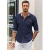 image:imageCOOFANDY Mens Long Sleeve Dress Shirt Plaid Collar Casual Button Down ShirtsBlue