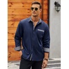 image:imageCOOFANDY Mens Long Sleeve Dress Shirt Plaid Collar Casual Button Down ShirtsCheck Patternblue