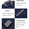 image:imageCOOFANDY Mens Long Sleeve Dress Shirt Plaid Collar Casual Button Down ShirtsCheck Patternblue