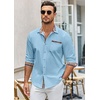 image:imageCOOFANDY Mens Long Sleeve Dress Shirt Plaid Collar Casual Button Down ShirtsClear Blue