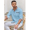 image:imageCOOFANDY Mens Long Sleeve Dress Shirt Plaid Collar Casual Button Down ShirtsClear Blue