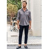 image:imageCOOFANDY Mens Long Sleeve Dress Shirt Plaid Collar Casual Button Down ShirtsGrey