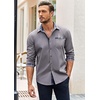 image:imageCOOFANDY Mens Long Sleeve Dress Shirt Plaid Collar Casual Button Down ShirtsGrey