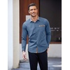 image:imageCOOFANDY Mens Long Sleeve Dress Shirt Plaid Collar Casual Button Down ShirtsGrey Blue