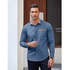 image:imageCOOFANDY Mens Long Sleeve Dress Shirt Plaid Collar Casual Button Down ShirtsGrey Blue