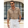 image:imageCOOFANDY Mens Long Sleeve Dress Shirt Plaid Collar Casual Button Down ShirtsKhaki