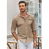 image:imageCOOFANDY Mens Long Sleeve Dress Shirt Plaid Collar Casual Button Down ShirtsKhaki