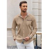 image:imageCOOFANDY Mens Long Sleeve Dress Shirt Plaid Collar Casual Button Down ShirtsKhaki
