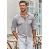 image:imageCOOFANDY Mens Long Sleeve Dress Shirt Plaid Collar Casual Button Down ShirtsLight Grey