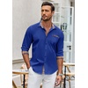 image:imageCOOFANDY Mens Long Sleeve Dress Shirt Plaid Collar Casual Button Down ShirtsNavy Blue
