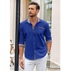 image:imageCOOFANDY Mens Long Sleeve Dress Shirt Plaid Collar Casual Button Down ShirtsNavy Blue