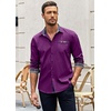image:imageCOOFANDY Mens Long Sleeve Dress Shirt Plaid Collar Casual Button Down ShirtsPurple