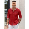 image:imageCOOFANDY Mens Long Sleeve Dress Shirt Plaid Collar Casual Button Down ShirtsRed