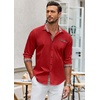 image:imageCOOFANDY Mens Long Sleeve Dress Shirt Plaid Collar Casual Button Down ShirtsRed