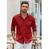 image:imageCOOFANDY Mens Long Sleeve Dress Shirt Plaid Collar Casual Button Down ShirtsRedBlack