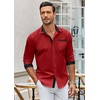 image:imageCOOFANDY Mens Long Sleeve Dress Shirt Plaid Collar Casual Button Down ShirtsRedBlack