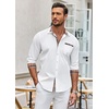 image:imageCOOFANDY Mens Long Sleeve Dress Shirt Plaid Collar Casual Button Down ShirtsWhite