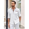 image:imageCOOFANDY Mens Long Sleeve Dress Shirt Plaid Collar Casual Button Down ShirtsWhite