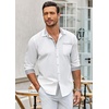 image:imageCOOFANDY Mens Long Sleeve Dress Shirt Plaid Collar Casual Button Down ShirtsWhiteGrey