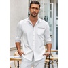 image:imageCOOFANDY Mens Long Sleeve Dress Shirt Plaid Collar Casual Button Down ShirtsWhiteGrey