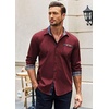 image:imageCOOFANDY Mens Long Sleeve Dress Shirt Plaid Collar Casual Button Down ShirtsWine Red