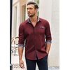 image:imageCOOFANDY Mens Long Sleeve Dress Shirt Plaid Collar Casual Button Down ShirtsWine Red
