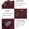 image:imageCOOFANDY Mens Long Sleeve Dress Shirt Plaid Collar Casual Button Down ShirtsWine Red