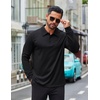 image:imageCOOFANDY Mens Long Sleeve Polo Shirts Business Casual Collared Shirts Work Office Top Lightweight Button Golf ShirtBlack