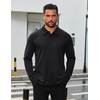 image:imageCOOFANDY Mens Long Sleeve Polo Shirts Business Casual Collared Shirts Work Office Top Lightweight Button Golf ShirtBlack
