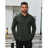 image:imageCOOFANDY Mens Long Sleeve Polo Shirts Business Casual Collared Shirts Work Office Top Lightweight Button Golf ShirtDark Army Green