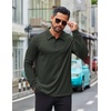 image:imageCOOFANDY Mens Long Sleeve Polo Shirts Business Casual Collared Shirts Work Office Top Lightweight Button Golf ShirtDark Army Green