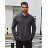 image:imageCOOFANDY Mens Long Sleeve Polo Shirts Business Casual Collared Shirts Work Office Top Lightweight Button Golf ShirtDark Gray