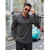 image:imageCOOFANDY Mens Long Sleeve Polo Shirts Business Casual Collared Shirts Work Office Top Lightweight Button Golf ShirtDark Gray