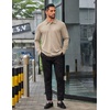 image:imageCOOFANDY Mens Long Sleeve Polo Shirts Business Casual Collared Shirts Work Office Top Lightweight Button Golf ShirtKhaki