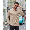 image:imageCOOFANDY Mens Long Sleeve Polo Shirts Business Casual Collared Shirts Work Office Top Lightweight Button Golf ShirtKhaki