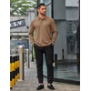 image:imageCOOFANDY Mens Long Sleeve Polo Shirts Business Casual Collared Shirts Work Office Top Lightweight Button Golf ShirtLight Brown