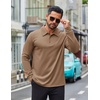 image:imageCOOFANDY Mens Long Sleeve Polo Shirts Business Casual Collared Shirts Work Office Top Lightweight Button Golf ShirtLight Brown