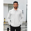image:imageCOOFANDY Mens Long Sleeve Polo Shirts Business Casual Collared Shirts Work Office Top Lightweight Button Golf ShirtWhite